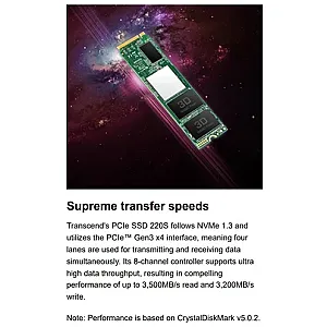 SSD Transcend NVMe PCIe Gen3x4 M.2 2280 SSD 220S (128GB / 256GB / 512GB / 1TB) DRAM Cache MTE220S